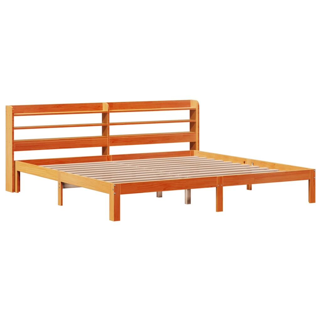 Bed Frame without Mattress Wax Brown 180x200 cm Super King Solid Wood Pine